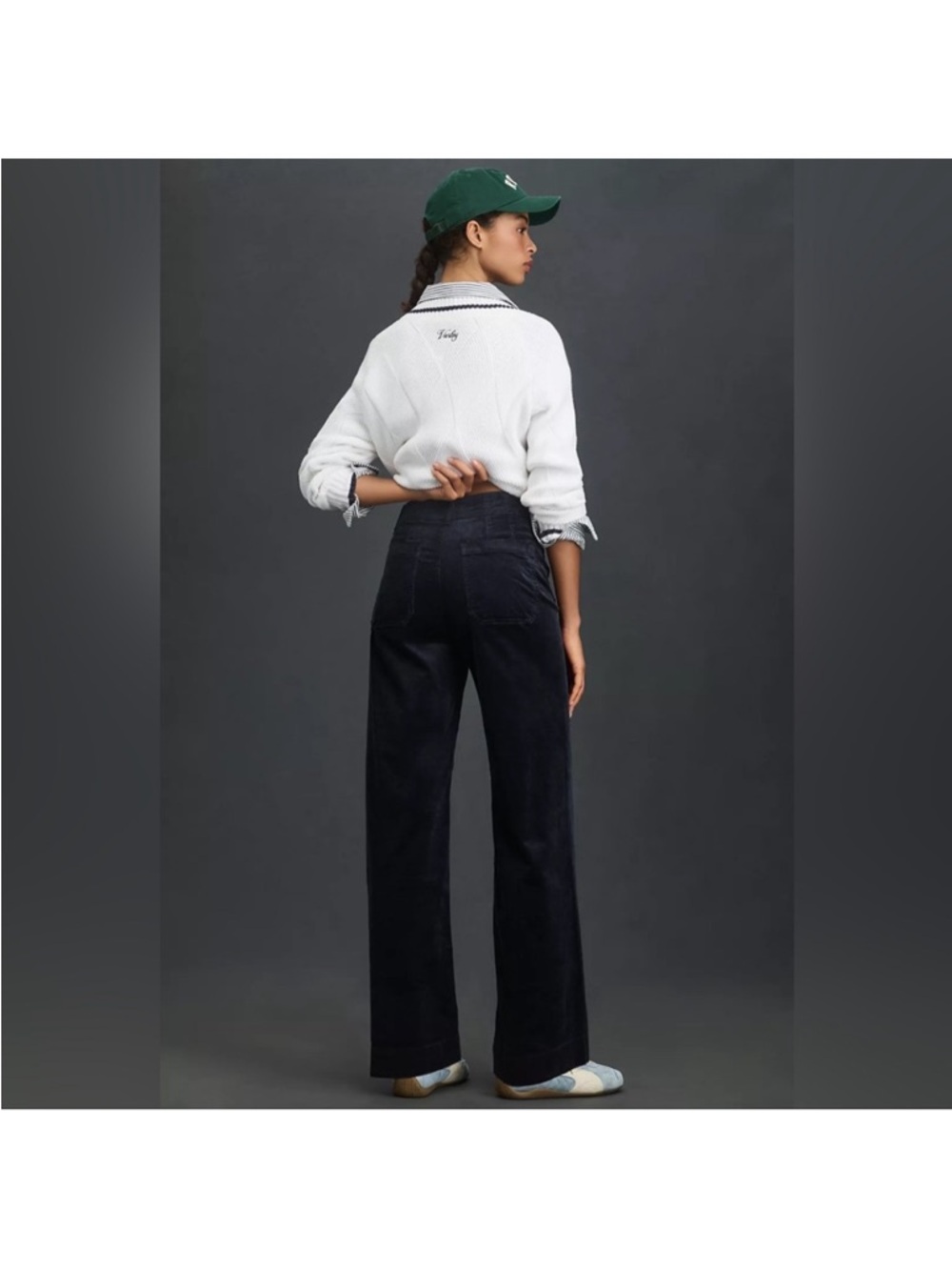 Anthropologie Maeve Colette Corduroy Full Length Wide-Leg Pants Black size 25 - Picture 2 of 10